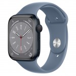 Apple Watch Series 8 45 мм (алюминиевый корпус, полуночный/сланцево-синий, спортивный силиконовый ремешок)