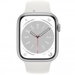 Apple Watch Series 8 45 мм (алюминиевый корпус, серебристый/белый, спортивный силиконовый ремешок) фото 2