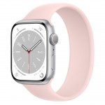Apple Watch Series 8 45 мм (алюминиевый корпус, серебристый/розовый мел, силиконовый ремешок)