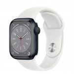 Apple Watch Series 8 LTE 41 мм (алюминиевый корпус, полуночный/белый, спортивный силиконовый ремешок)