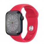Apple Watch Series 8 LTE 41 мм (алюминиевый корпус, полуночный/красный, спортивный силиконовый ремешок)