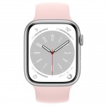 Apple Watch Series 8 LTE 45 мм (алюминиевый корпус, серебристый/розовый мел, силиконовый ремешок) фото 2