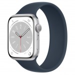 Apple Watch Series 8 LTE 45 мм (алюминиевый корпус, серебристый/синий шторм, силиконовый ремешок)