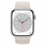 Apple Watch Series 8 LTE 45 мм (алюминиевый корпус, серебристый/звездный свет, силиконовый ремешок) фото 2