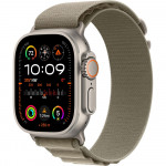 Apple Watch Ultra 2 LTE 49 мм (титановый корпус, титановый/оливковый, текстильный ремешок размера L) фото 1