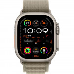 Apple Watch Ultra 2 LTE 49 мм (титановый корпус, титановый/оливковый, текстильный ремешок размера L) фото 2