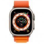 Apple Watch Ultra LTE 49 мм (титановый корпус, титановый/оранжевый, текстильный ремешок размера M) фото 2